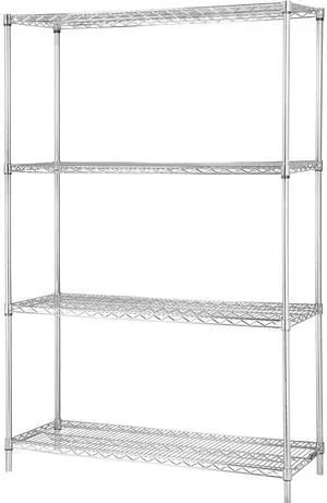 Lorell Industrial Wire Shelving Starter Kit 4 Shelf/Post 36"x18" CE 84187