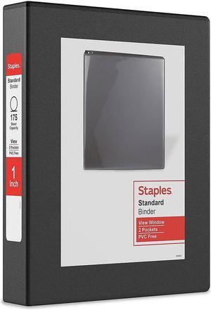 Staples 1" Standard 5-1/2" x 8-1/2" Mini View Binder with Round Rings Black
