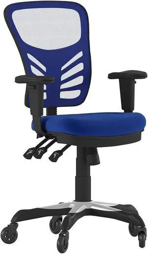 Flash Furniture Nicholas Ergonomic Mesh Swivel Executive Office Chair with Transparent Roller Wheels Blue (HL0001BLRLB)