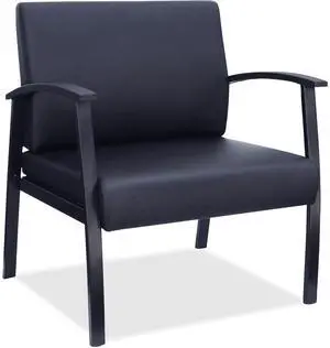 Lorell Guest Chair Big&Tall Leather 24"x25"x35-35-1/2" Black 68557