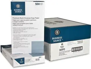 Business Source Multipurpose Paper 20lb. 92 Bright 8-1/2"x14" 10RM/CT White 36593