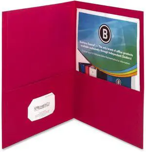 Business Source 2-Pocket Folders 125 Sht Cap Letter 12"x9" 25/BX RED 78494
