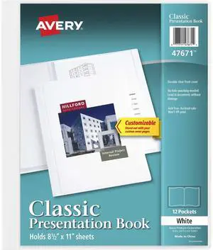 Avery Presentation Book 12 Pockets 8-1/2"x11" White 47671