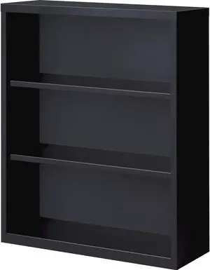 Lorell Steel Bookcase 3-Shelf 34-1/2"x12-5/8"x42" Black 41285