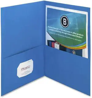 Business Source 2-Pocket Folders 125 Sht Cap Letter 12"x9" 25/BX L.BLUE 78491