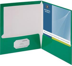 Business Source Two-Pocket Folders with Business Card Holder