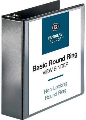 Business Source View Binder w/ 2 Inside Pockets 3" Capacity Black 09958