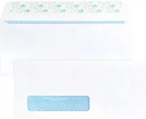 Business Source Peel/Seal Envelopes Tint/Window 9-1/2"x4-1/8" 500/BX White 16473