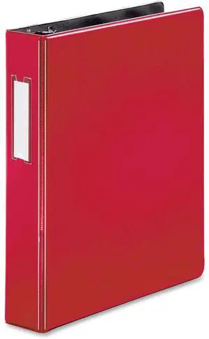 Business Source Slanted D-Ring Binder w/LBL HLD 1-1/2" Red 33128