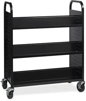 Lorell Book Cart Double-sided 6 Shelves 38"Wx18"Dx46-1/4"H BK 99931