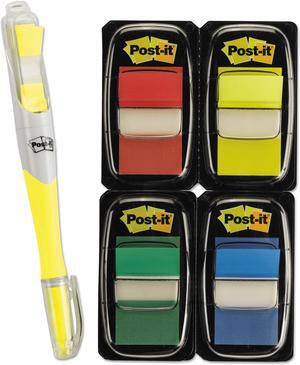 Post-it Page Flag Value Pack Assorted 200 1" Flags + Highlighter with 50 1/2"