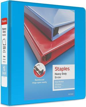 1-1/2" Staples Heavy-Duty View Binder with D-Rings Light Blue 56286-CC/26335
