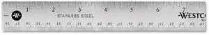 Westcott Ruler, 15 Inch, Stainless Steel 15" Stainless Steel 10416