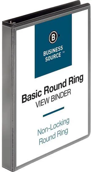 Business Source View Binder w/ 2 Inside Pockets 1" Capacity Black 09952
