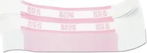 Coin-Tainer Currency Straps Pink $250 in Dollar Bills 1000 Bands/Pack 400250