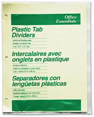 Office Essentials Plastic Insertable Dividers 5-Tab Letter 11466