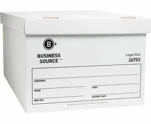Business Source Storage Boxes Legal 500 lb 15"x24"x10" 12/CT White 26753