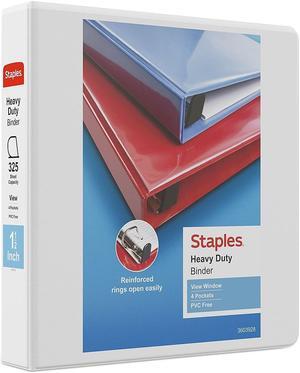 Staples Heavy Duty 1 1/2" 3-Ring View Binder White (24677) 82684