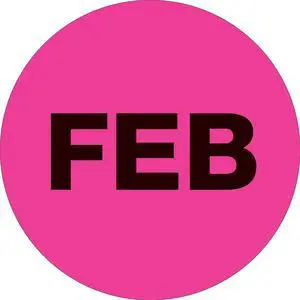 Tape Logic Months of the Year Labels "FEB" 2" Circle Fluorescent Pink 500/Ro DL6736