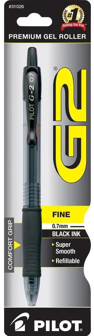Pilot G2 Gel Pen Retractable Fine Point Black 31026