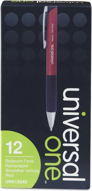 UNIVERSAL Advanced Ink Retractable Ballpoint Pen Red Ink Red 1mm Dozen 15542