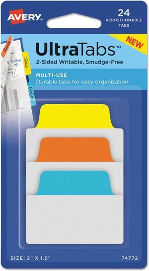 Avery Ultra Tabs Repositionable Tabs 1 x 1.5 Neon:Green Pink Yellow Orange 40/Pk