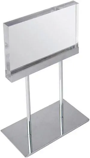 Azar Small Acrylic Block Sign Holder On Chrome Stand For Counter (104560)