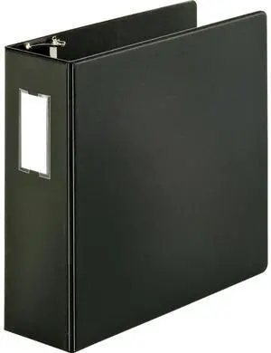 Business Source D-Ring Binder w/Label Holder Hvy-Dty 4" Black 33117