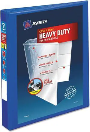 Avery Heavy-Duty View Binder w/Locking EZD Rings 1" Cap Pacific Blue 79772