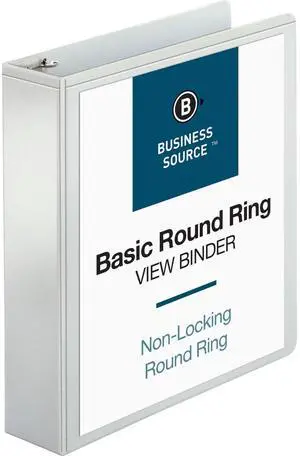 Business Source View Binder w/ 2 Inside Pockets 2" Capacity White 09957