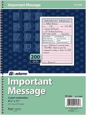 Adams Phone Message Pad 5.5" x 3.8" Ruled Pink 50 Sheets/Pad (SC1184D) 107177