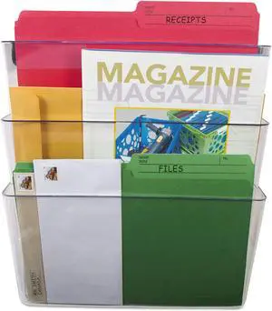 Storex Wall File Letter 13 x 14 Three Pocket Clear 70245U06C