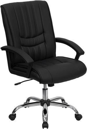 Flash Furniture Hansel LeatherSoft Swivel Mid-Back Manager's Office Chair Black (BT9076BK)