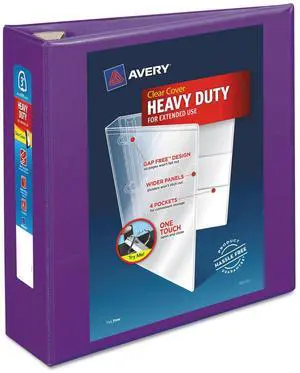 Avery Heavy-Duty View Binder w/Locking EZD Rings 3" Cap Purple 79810
