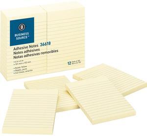 Adhesive Notes Ruled 4"x6" 100 Sh/PD 12/PK Yellow