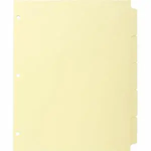 Business Source Plain Tab Indexes 3HP 5-Tab 11"x8-1/2" 36 Sets/BX Canary 16480