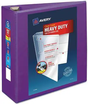 Avery Heavy-Duty View Binder w/Locking EZD Rings 4" Cap Purple 79813