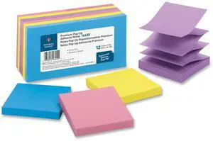 Business Source Pop-up Adhesive Note Pads 3"x3" 100 Sh 12/PK AST Extreme 16450