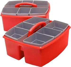 Storex Large Caddy with Sorting Cups Red 2 Pack (00981U02C)