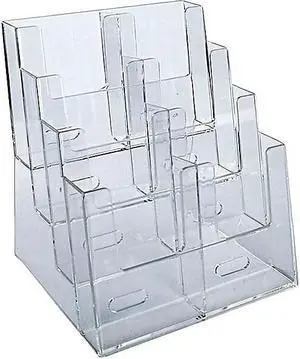 Azar Displays Four-Tier Trifold Brochure Holder Clear Plastic 252377