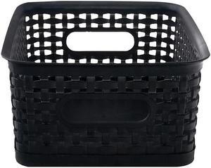 Staples Plastic Weave Bin Black Small 36000