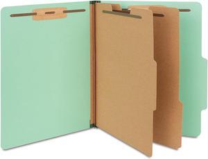 MyOfficeInnovations Pressboard Classification Folders 2/5 Top Tab Ltr 2 Div Green 20/BX 614454