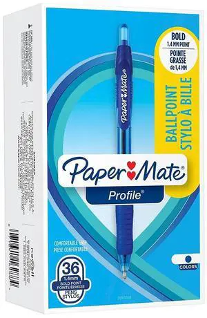 Paper Mate Profile RT Retractable Ballpoint Pens Bold Point Blue Ink 2083008