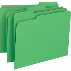 Business Source File Folder 11pt 1/3 Cut Assorted Tabs Letter 100/BX GN 65777