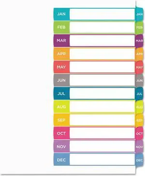 Avery Ready Index Table of Contents Dividers Multicolor Tabs Jan-Dec Letter