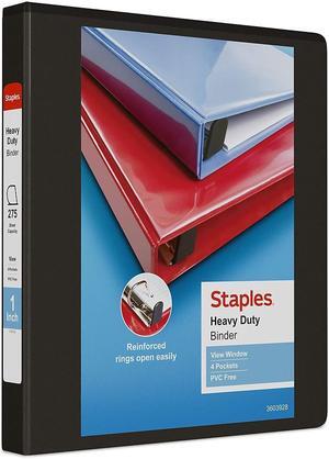 Staples Heavy Duty 1" 3-Ring View Binder Black (24664) 82701 Staples Heavy Duty 1" 3-Ring View Binder Black (24664) 82701