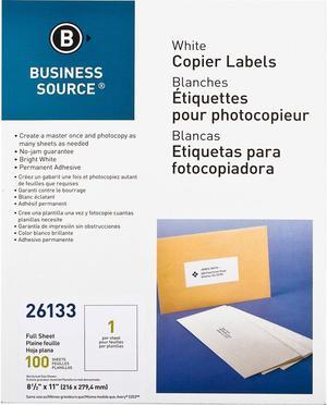 Business Source Full Sheet Labels 8-1/2"x11" 100/PK White 26133