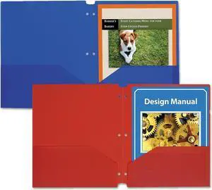 C-Line Two-Pocket Heavyweight Poly Portfolio Folder w/3-Hole Punch Letter Blue