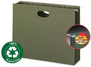 Smead 100% Recycled Hanging Pockets with Full-Height Gusset Letter Green 10/Box 64226