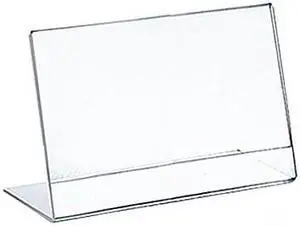 Azar Displays Horizontal Slanted L-Shape Acrylic Sign Holder 10/Pack 112725